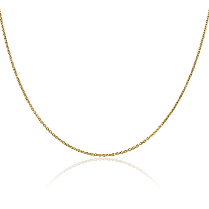 14K Solid Yellow Gold 1.8mm Round Cable Rolo Link Chain Belcher Necklace