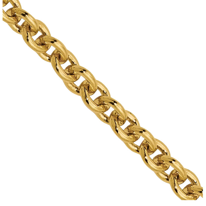 14K Solid Yellow Gold 1.8mm Round Cable Rolo Link Chain Belcher Necklace