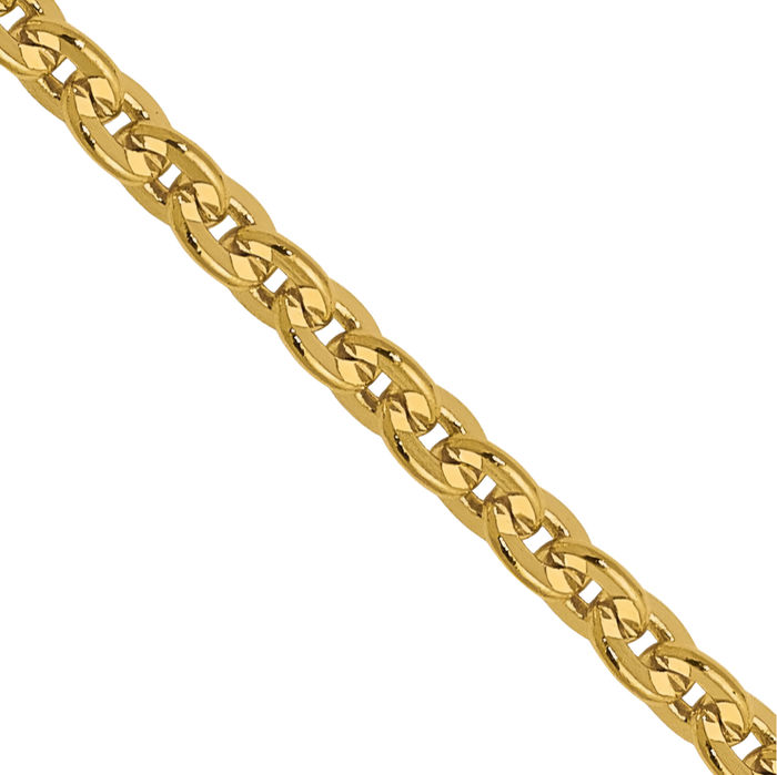 14K Solid Yellow Gold 1.95mm Cable Rolo Link Chain Belcher Necklace