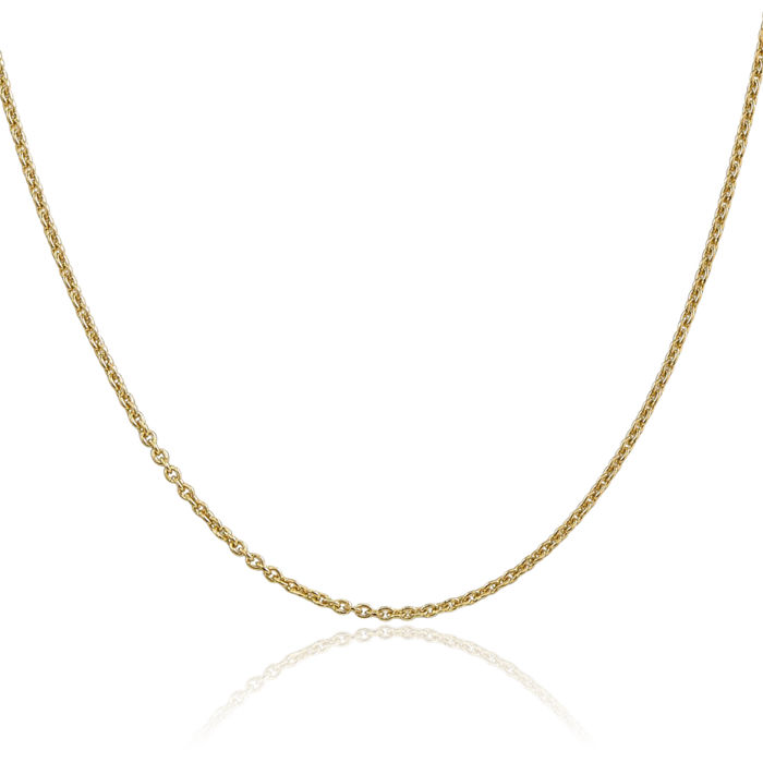 14K Solid Yellow Gold 1.95mm Round Cable Rolo Link Chain Belcher Necklace