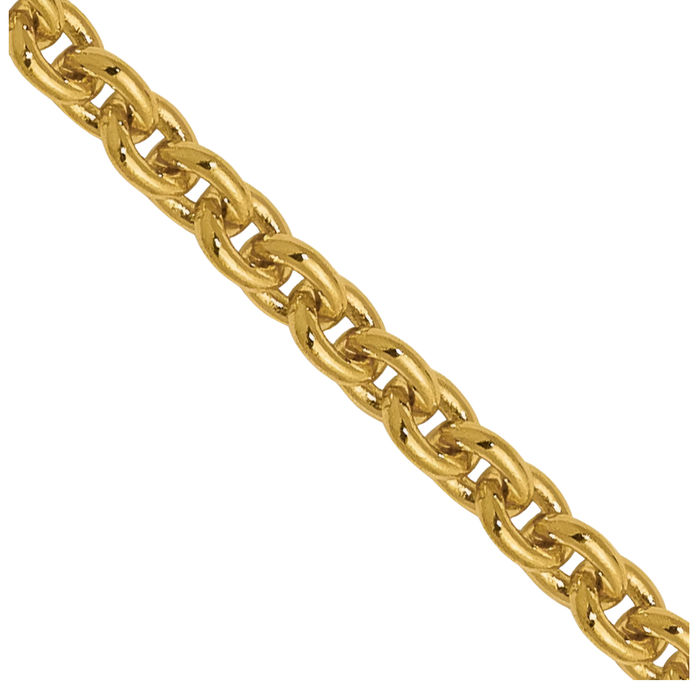 14K Solid Yellow Gold 1.95mm Round Cable Rolo Link Chain Belcher Necklace