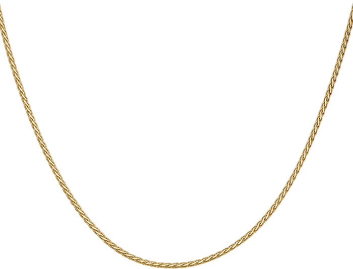 14K Solid Yellow Gold 1.9mm Spiga Wheat Link Chain Necklace