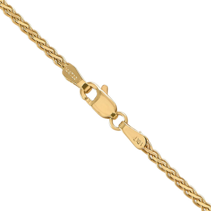 14K Solid Yellow Gold 1.9mm Spiga Wheat Link Chain Necklace