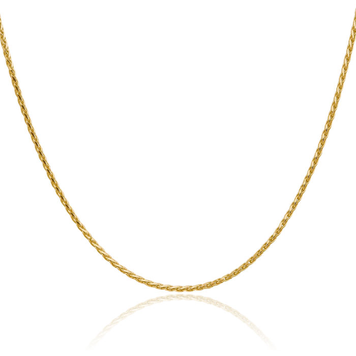 14K Solid Yellow Gold 1.9mm Parisian Spiga Wheat Link Chain Necklace