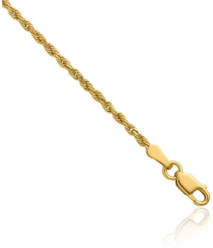 14K Solid Yellow Gold 1.9mm Rope Chain Twisted Link Necklace