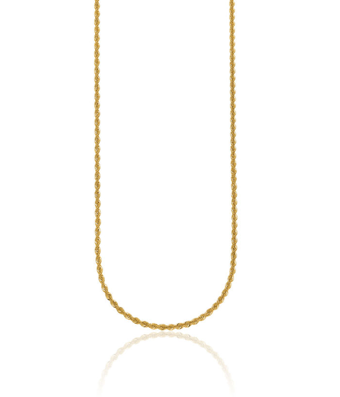 14K Solid Yellow Gold 1.9mm Rope Chain Twisted Link Necklace