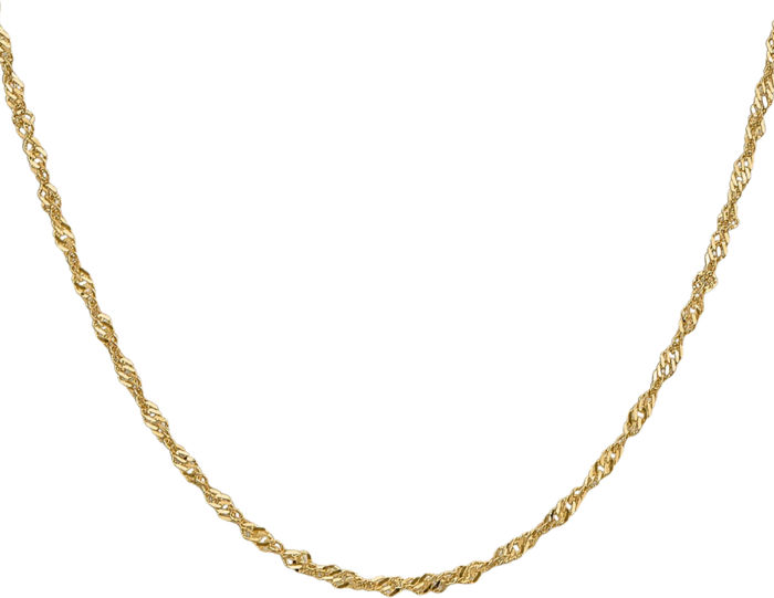 14K Solid Yellow Gold 1.9mm Singapore Chain Necklace