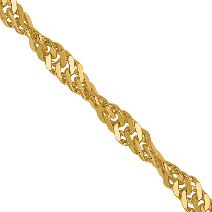 14K Solid Yellow Gold 1.9mm Singapore Chain Necklace