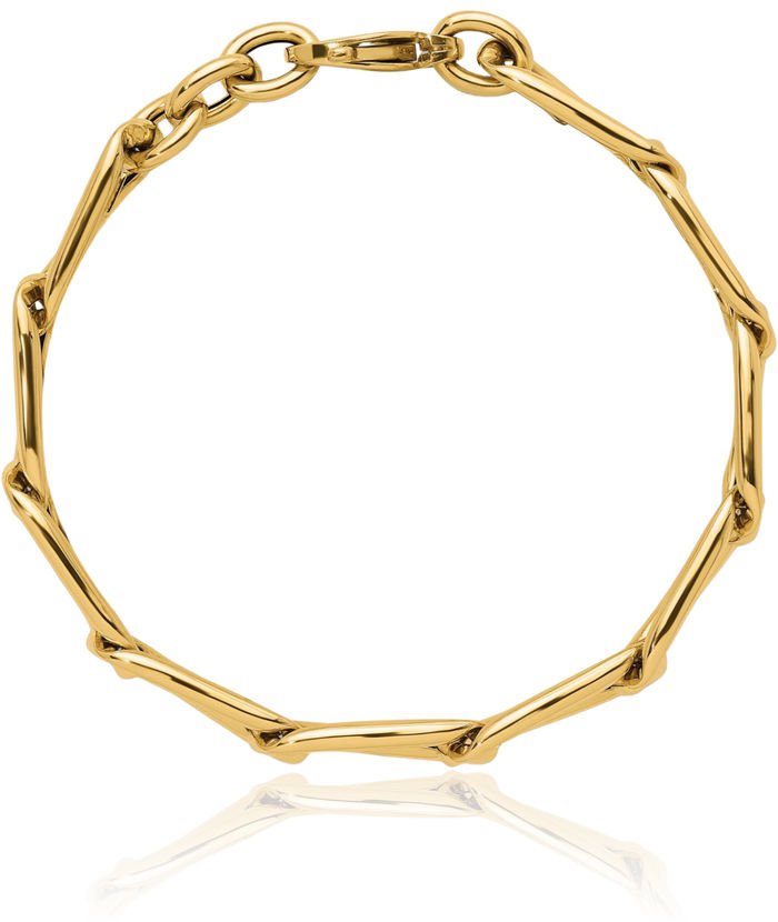 14K Solid Yellow Gold 10.25mm Enlongated Curb Link Chain Bracelet