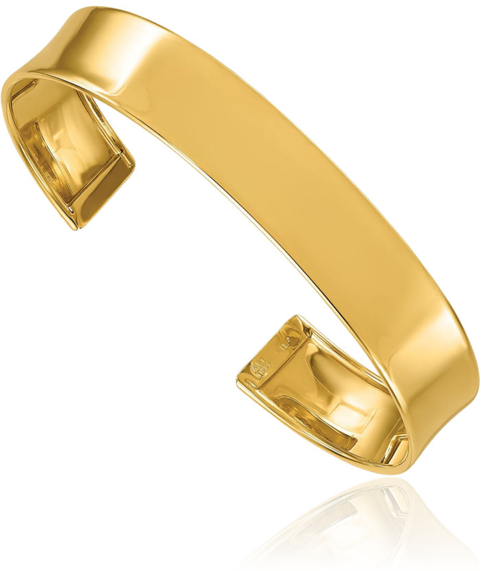 14K Solid Yellow Gold 10.4mm Cuff Bracelet