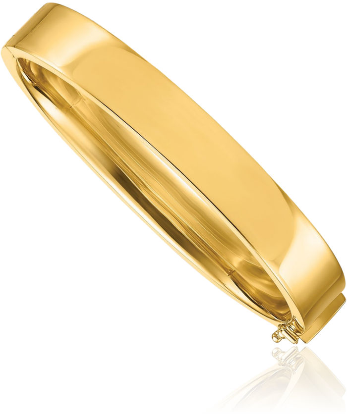 14K Solid Yellow Gold 10.5mm Bangle Bracelet