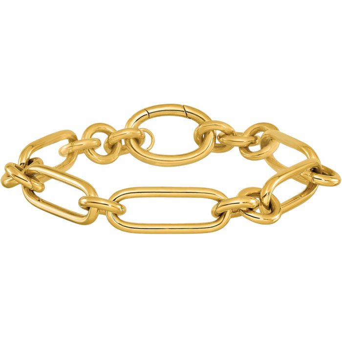 14K Solid Yellow Gold 10.75mm Link Chain Bracelet