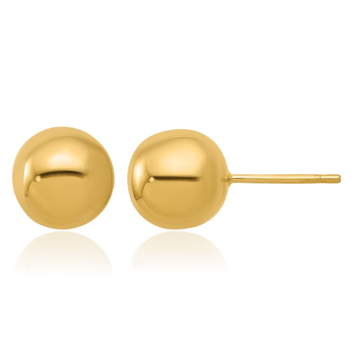 14K Solid Yellow Gold 10mm Ball Stud Earrings