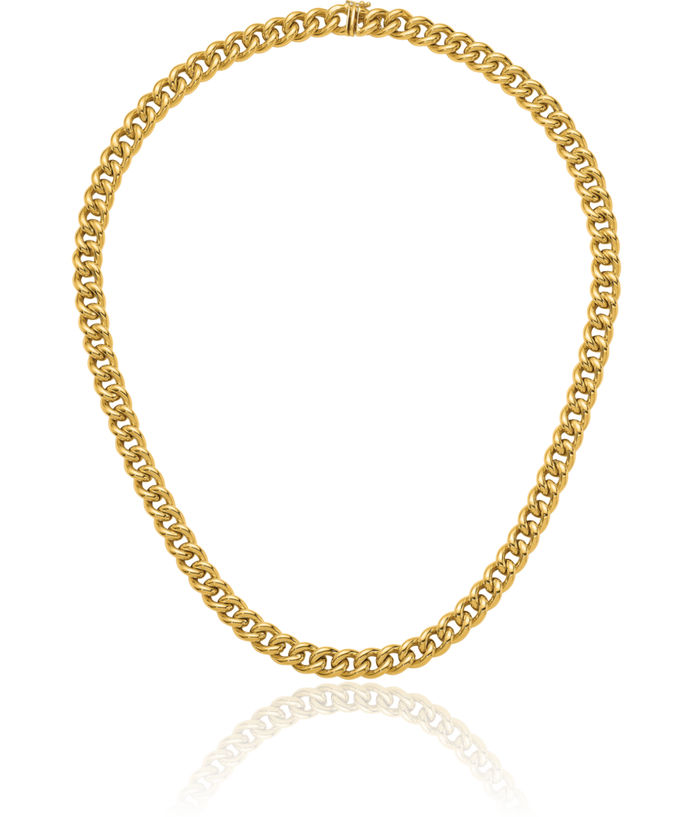 14K Solid Yellow Gold 10mm Curb Link Chain Necklace