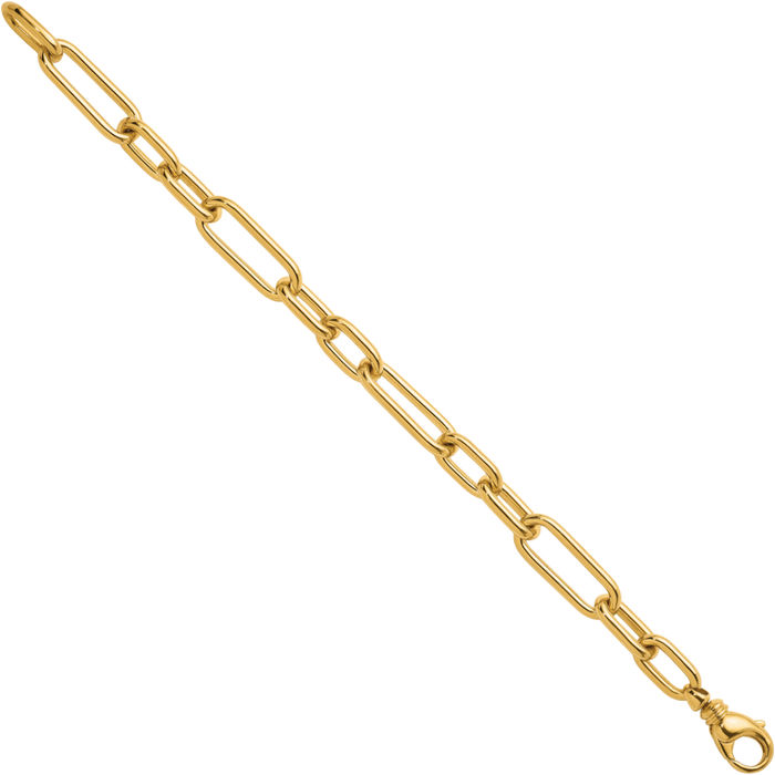 14K Solid Yellow Gold 10mm Paperclip Cable Rolo Link Chain Bracelet