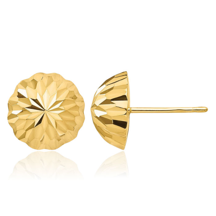 14K Solid Yellow Gold 10mm Stud Earrings