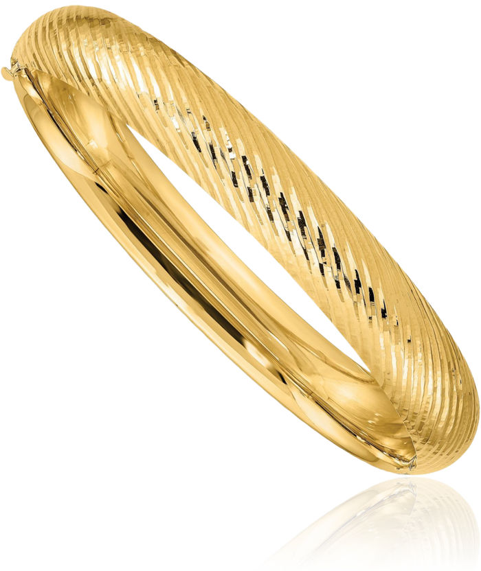 14K Solid Yellow Gold 11.11mm Bangle Bracelet