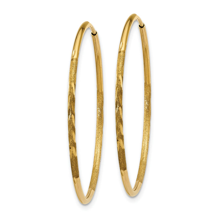 14K Solid Yellow Gold 1.25mm Endless Round Medium Hoop Earrings