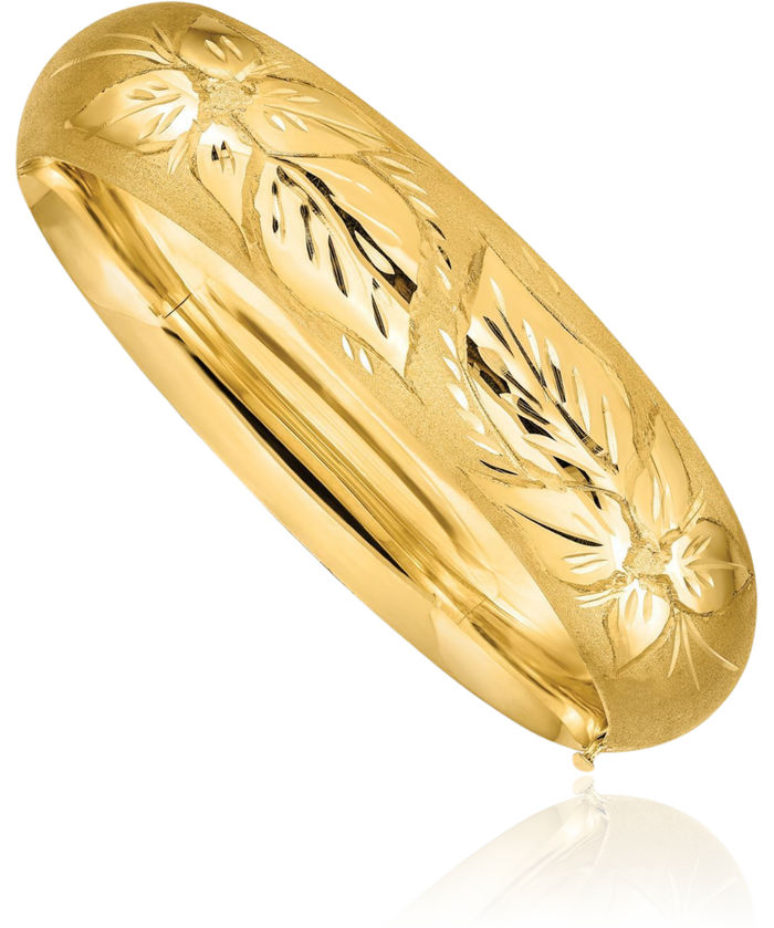 14K Solid Yellow Gold 17.45mm Oversize Florentine Bangle Bracelet