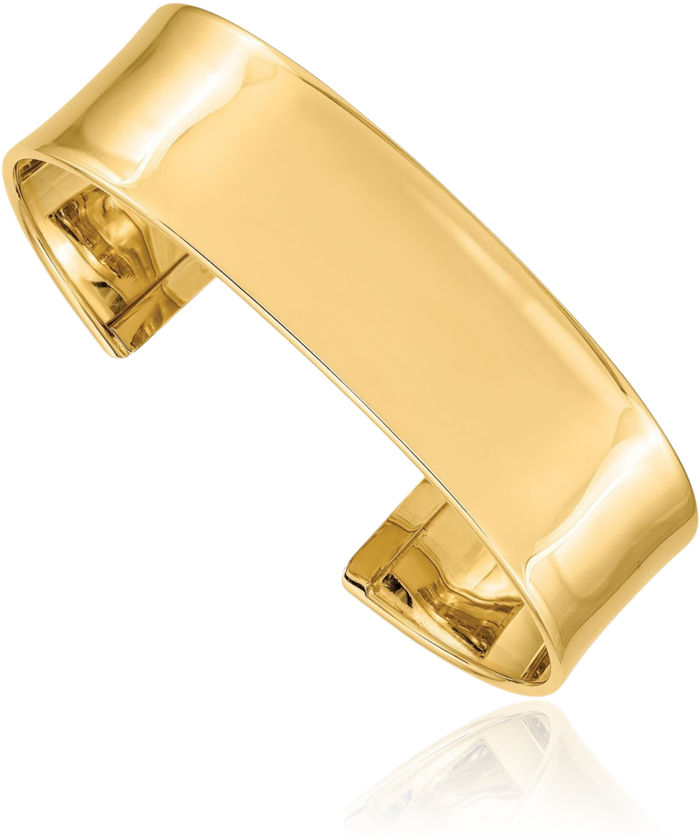 14K Solid Yellow Gold 18.5mm Cuff Bracelet