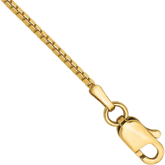 14K Solid Yellow Gold 1mm Box Link Chain Bracelet