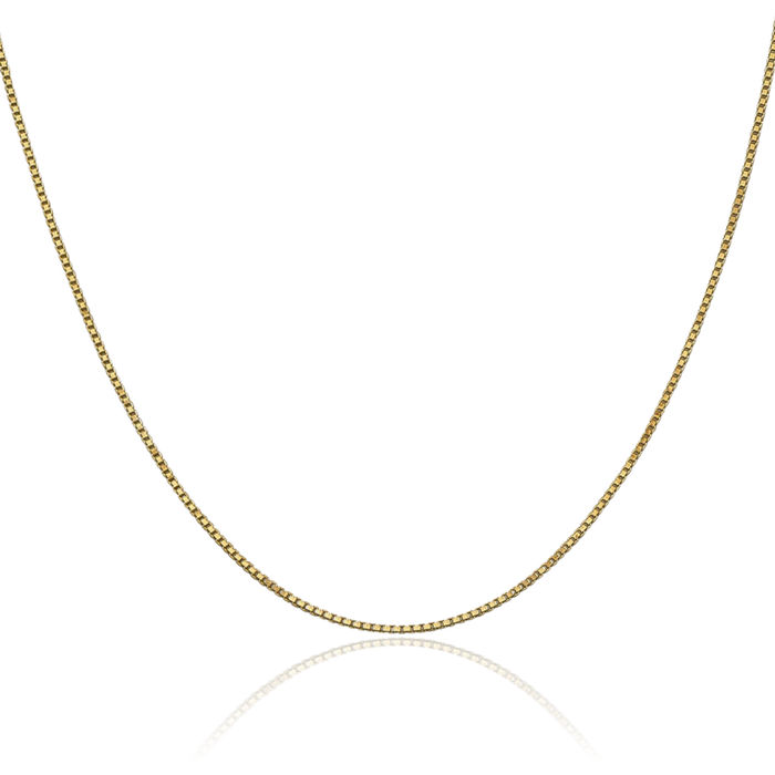 14K Solid Yellow Gold 1mm Box Link Chain Necklace