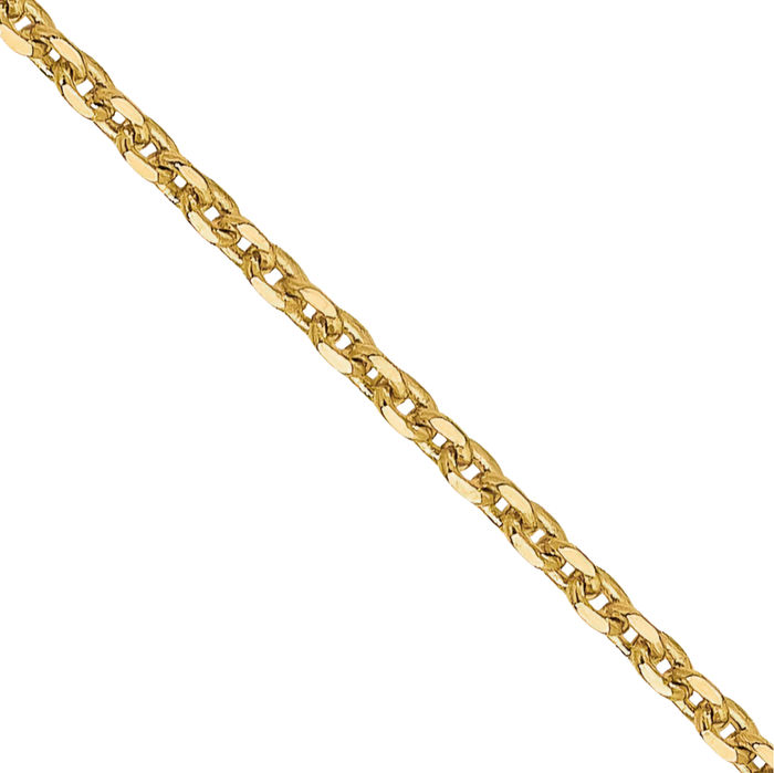 14K Solid Yellow Gold 1mm Cable Rolo Link Chain Belcher Necklace