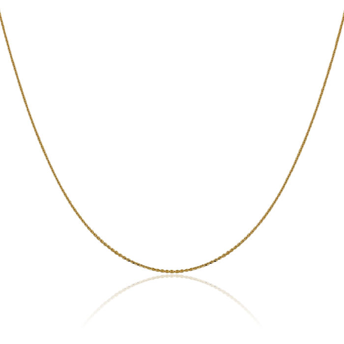 14K Solid Yellow Gold 1mm Cable Rolo Link Chain Belcher Necklace