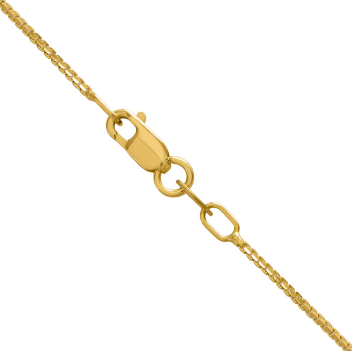 14K Solid Yellow Gold 1mm Concave Box Link Chain Necklace