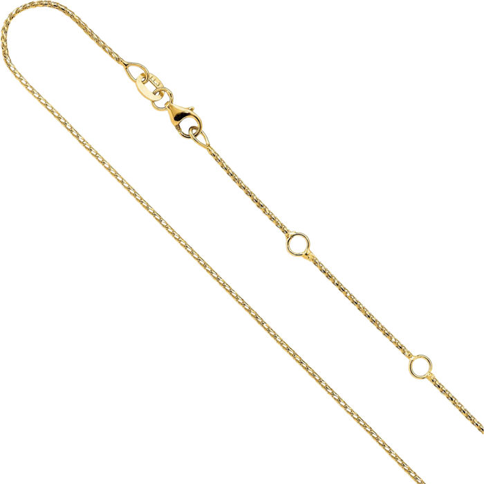 14K Solid Yellow Gold 1mm Franco Adjustable Chain Necklace