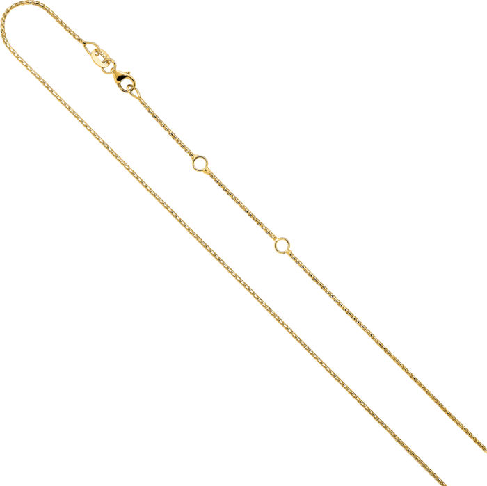 14K Solid Yellow Gold 1mm Franco Adjustable Chain Necklace
