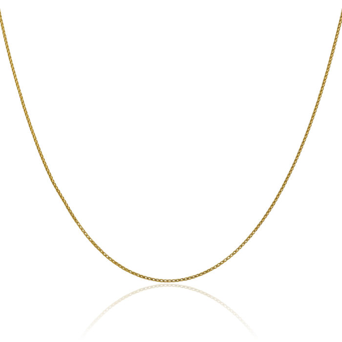 14K Solid Yellow Gold 1mm Franco Link Chain Necklace