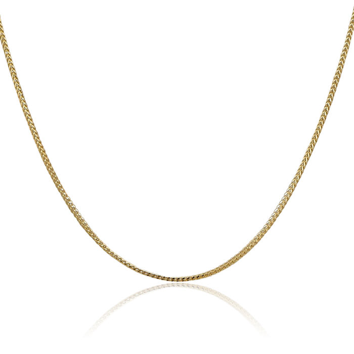 14K Solid Yellow Gold 1mm Franco Link Chain Necklace