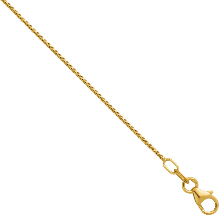 14K Solid Yellow Gold 1mm Franco Link Chain Necklace