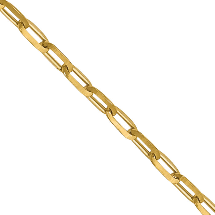 14K Solid Yellow Gold 1mm Long Cable Rolo Link Chain Belcher Necklace