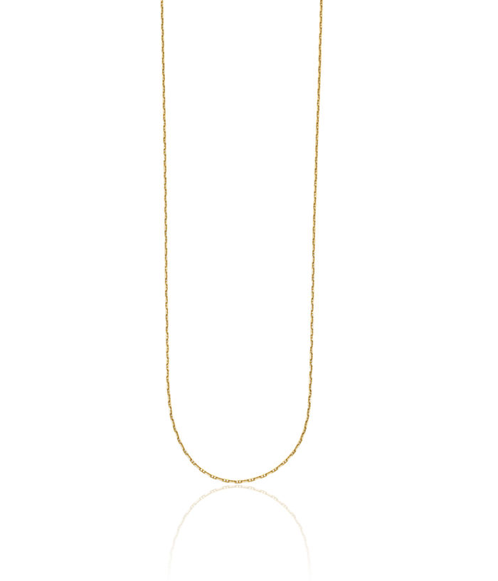 14K Solid Yellow Gold 1mm Anchor Mariner Link Chain Necklace