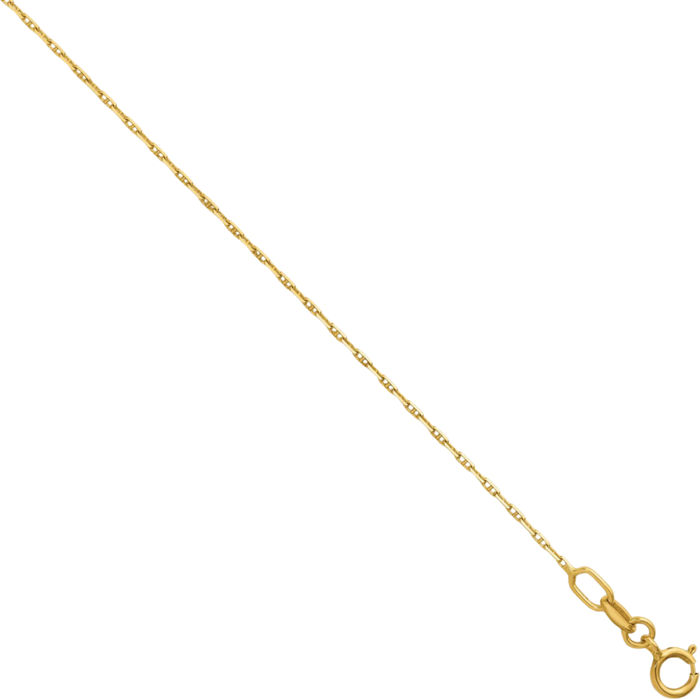 14K Solid Yellow Gold 1mm Anchor Mariner Link Chain Necklace