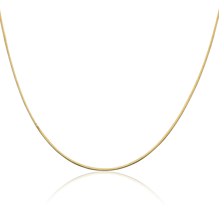 14K Solid Yellow Gold 1mm Octagonal Cubetto Omega Snake Chain Herringbone Necklace