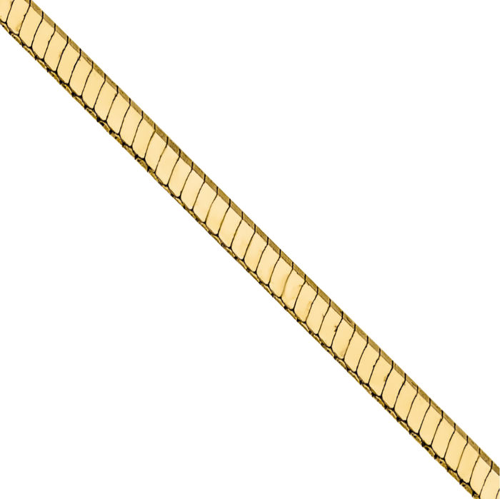 14K Solid Yellow Gold 1mm Octagonal Cubetto Omega Snake Chain Herringbone Necklace