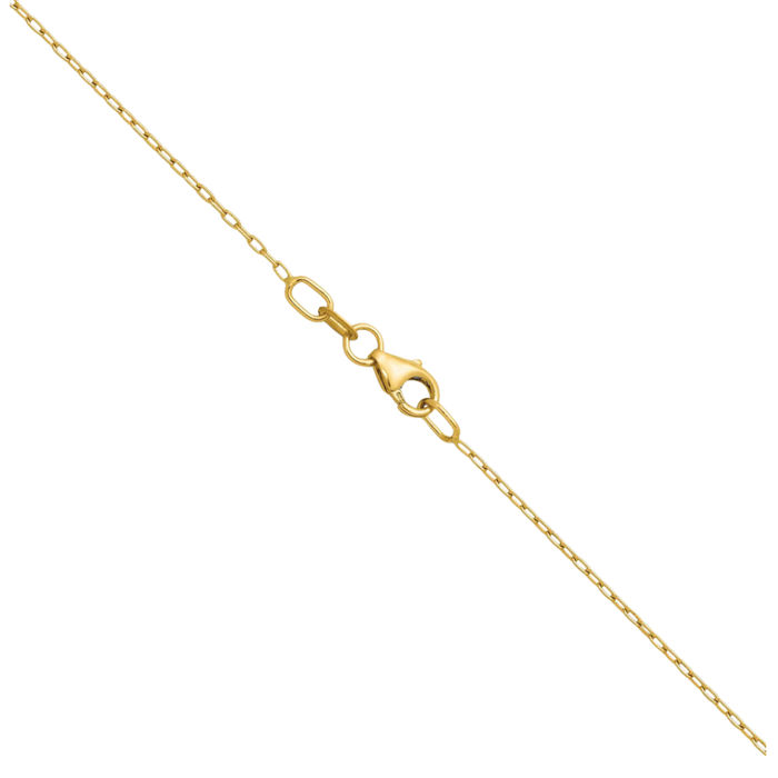 14K Solid Yellow Gold 1mm Oval Cable Rolo Link Chain Belcher Necklace