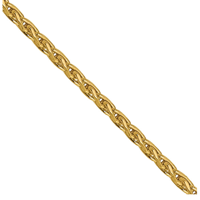 14K Solid Yellow Gold 1mm Parisian Spiga Wheat Link Chain Necklace