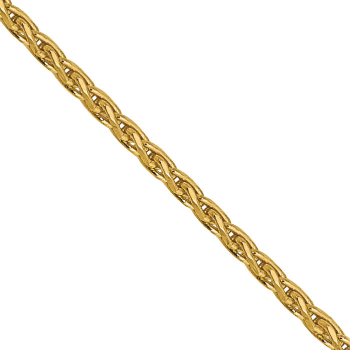 14K Solid Yellow Gold 1mm Parisian Spiga Wheat Link Chain Necklace