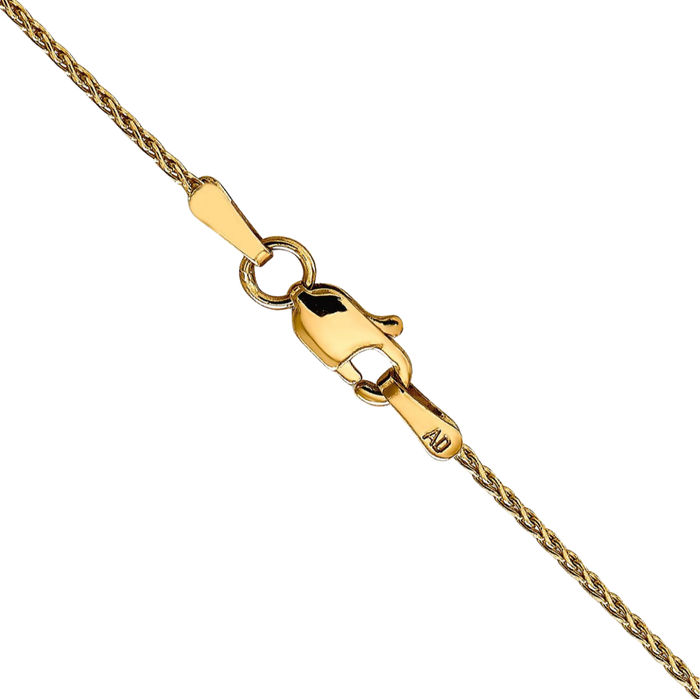 14K Solid Yellow Gold 1mm Parisian Spiga Wheat Link Chain Necklace