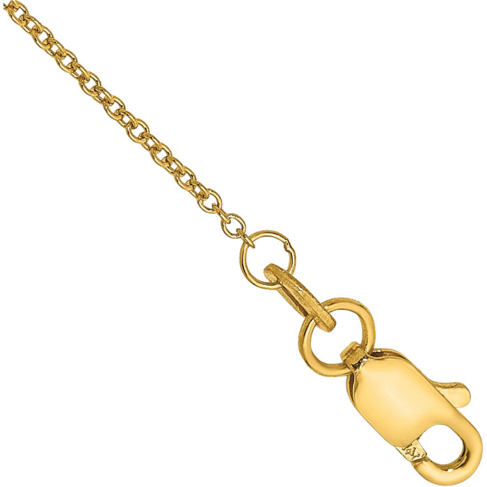 14K Solid Yellow Gold 1mm Round Link Cable Anklet Chain Bracelet