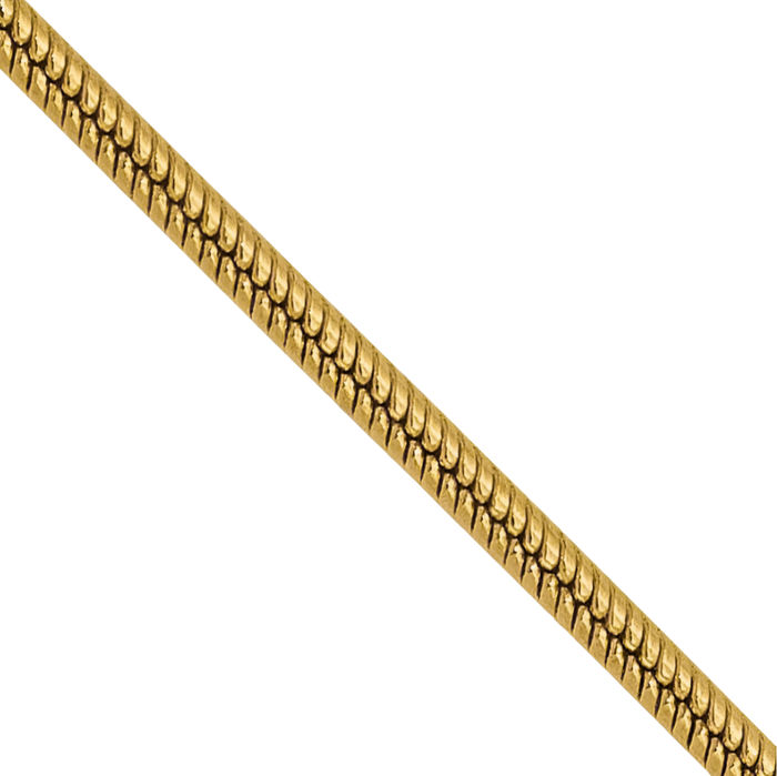 14K Solid Yellow Gold 1mm Round Cubetto Omega Snake Chain Herringbone Necklace