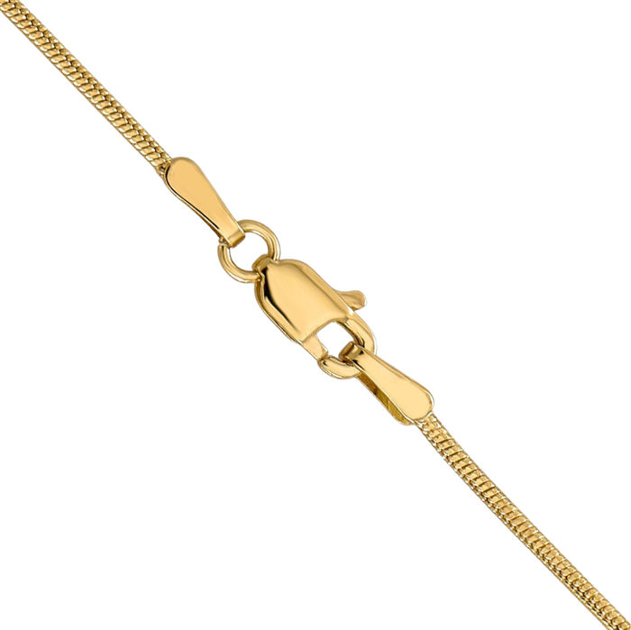 14K Solid Yellow Gold 1mm Round Cubetto Omega Snake Chain Herringbone Necklace