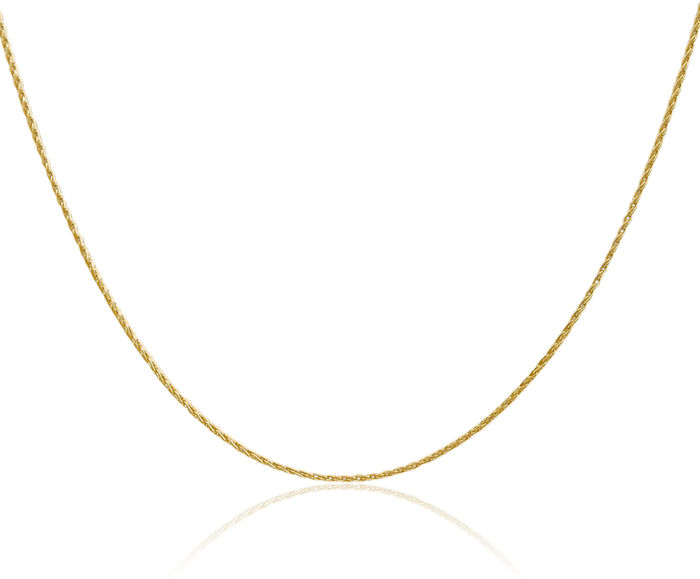 14K Solid Yellow Gold 0.7mm Round Parisian Spiga Wheat Link Chain Necklace