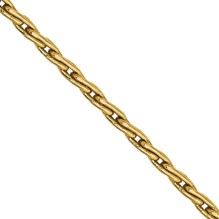 14K Solid Yellow Gold 1mm Round Parisian Spiga Wheat Link Chain Necklace