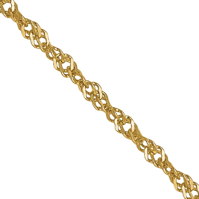 14K Solid Yellow Gold 1mm Singapore Chain Necklace