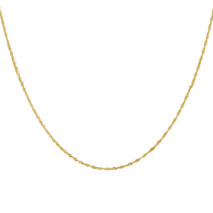 14K Solid Yellow Gold 1mm Singapore Chain Necklace